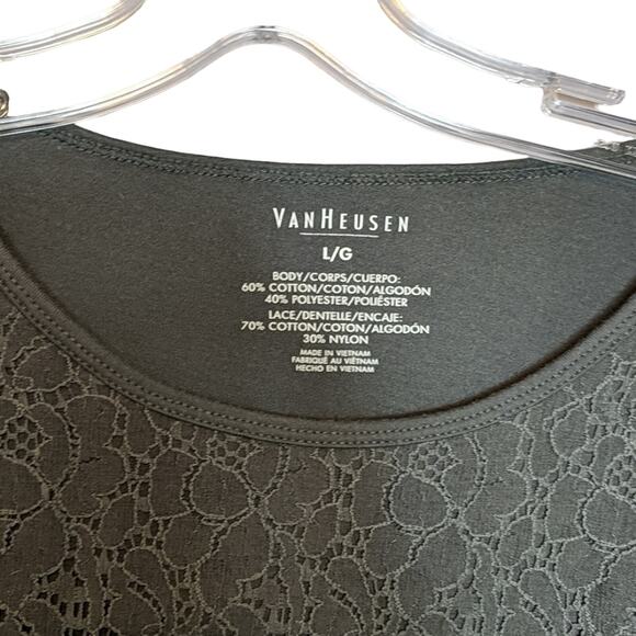 EUC Van Heusen Long Sleeve Top, Lace Pattern, L - Picture 3 of 5
